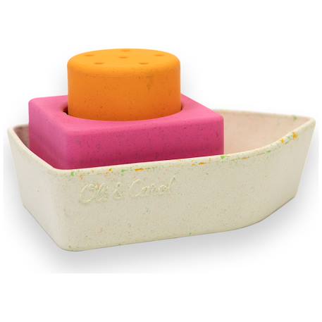 Oli and Carol - Jouet De Bain Bateau En Caoutchouc Orange Orange, Rose, Écru
