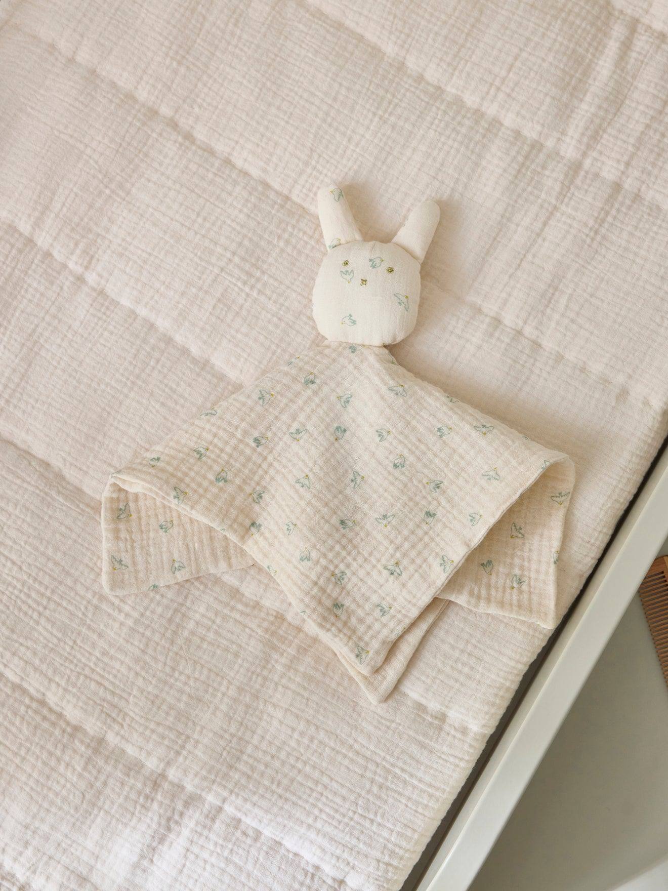 Doudou Lapin Gaze De Coton Biologique - Imprimé Hirondelles Imprimé Hirondelles (Cyrillus) - Couverture