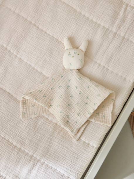 Cyrillus - Doudou Lapin Gaze De Coton Biologique - Imprimé Hirondelles Imprimé Hirondelles