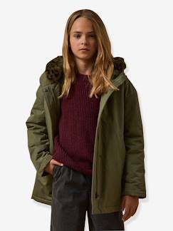 Parka courte fille doublée léopard  - vertbaudet enfant