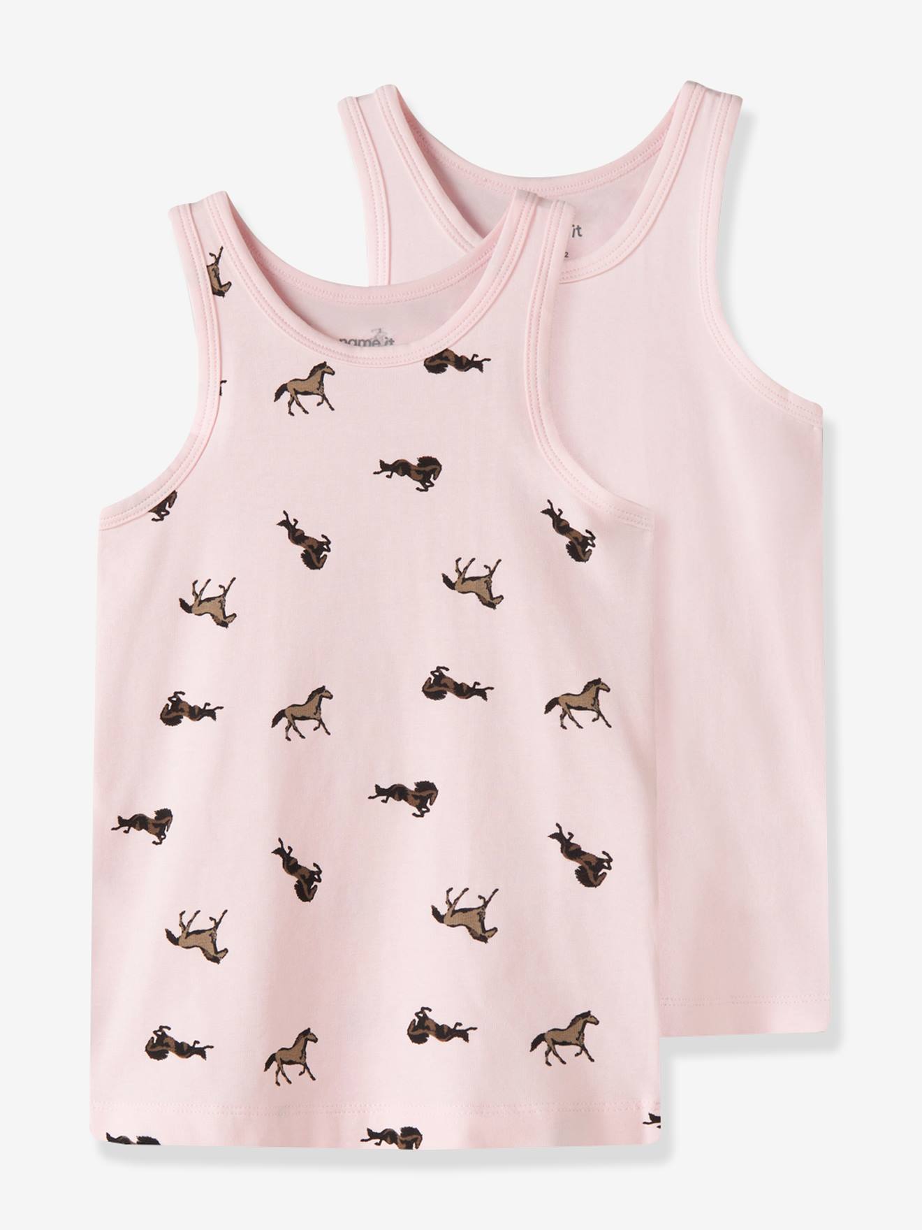 Lot de 2 débardeurs fille motif cheval NAME IT rose bonbon
