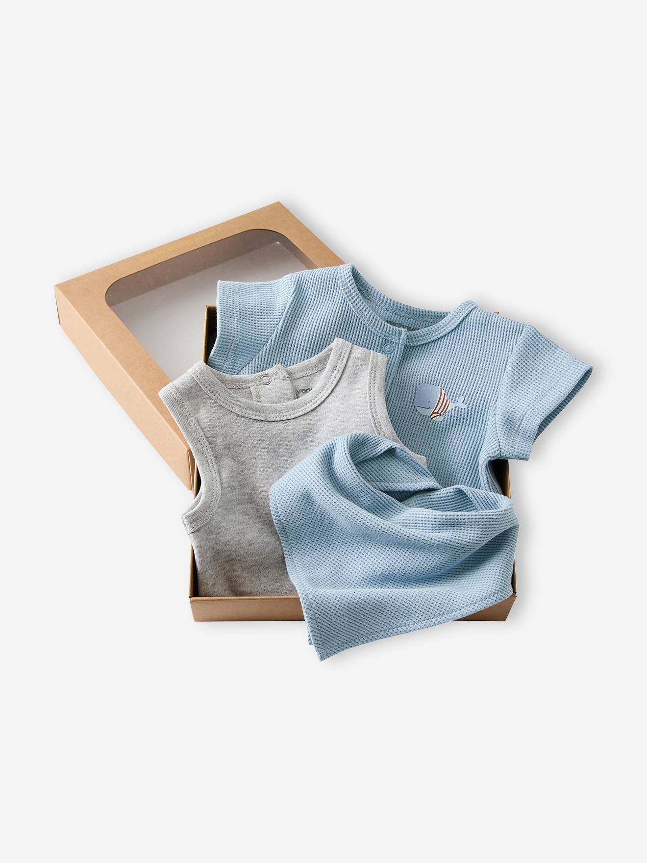 Coffret ensemble naissance garçon bleu