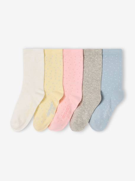 Fille-Lot de 5 paires de chaussettes à pois fille