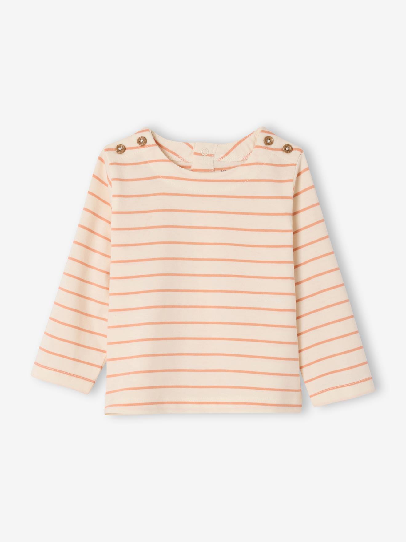 T shirt fille marinière écru