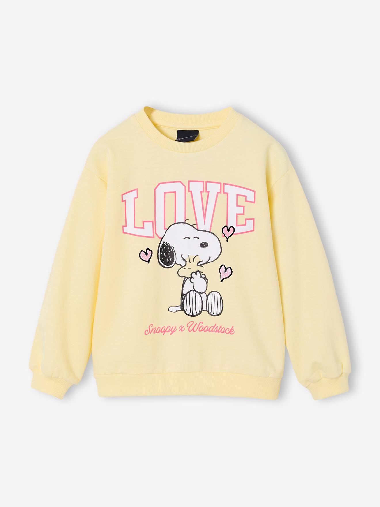 Sweat fille Snoopy jaune pastel
