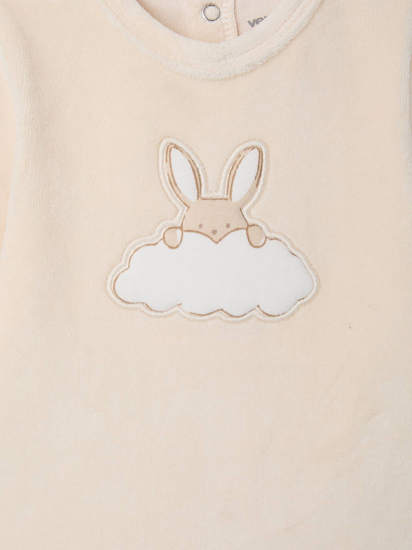 Pyjama naissance en velours écru (Vertbaudet) - Image 2