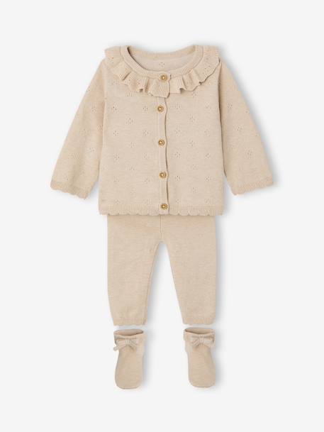 Bébé-Pull, gilet, sweat-Coffret ensemble bébé fille tricot 3 pièces