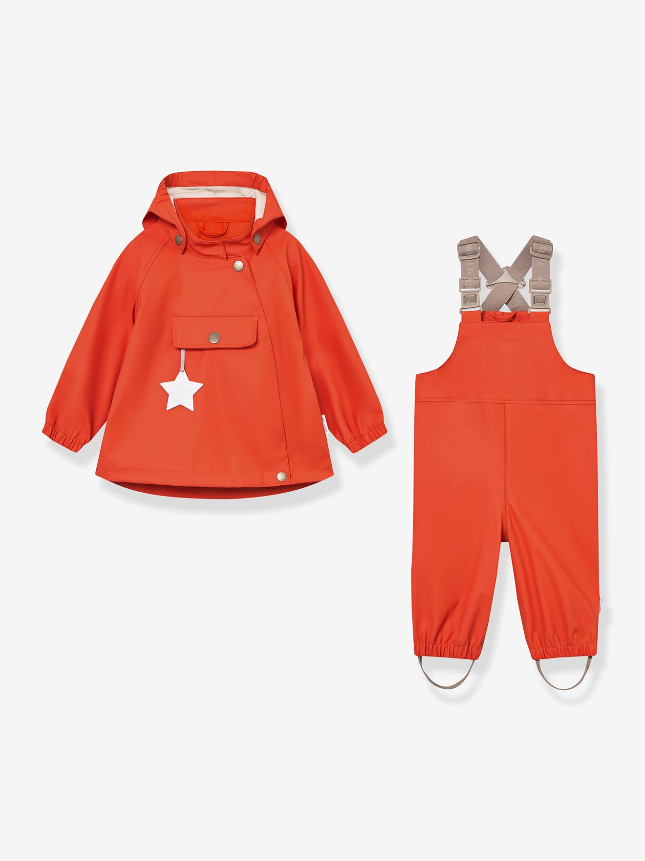 Ensemble de pluie : veste imperméable & pantalon salopette bébé MATWAINIS MINI A TURE tomette