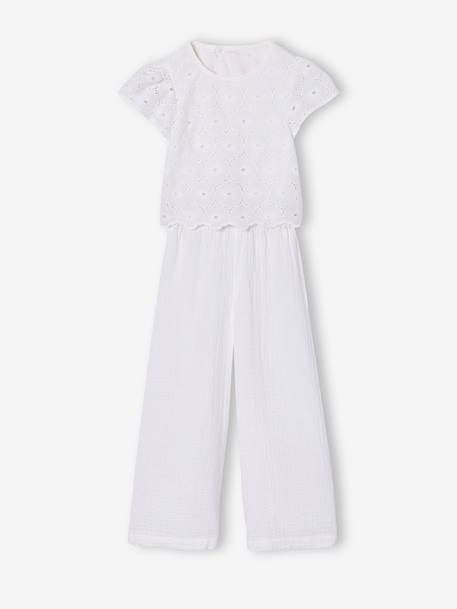 Combinaison pantalon fille en broderie anglaise  - vertbaudet enfant
