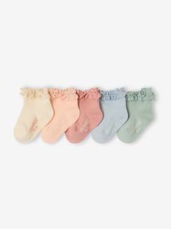 Lot de 5 paires de mi-chaussettes dentelle bébé  - vertbaudet enfant