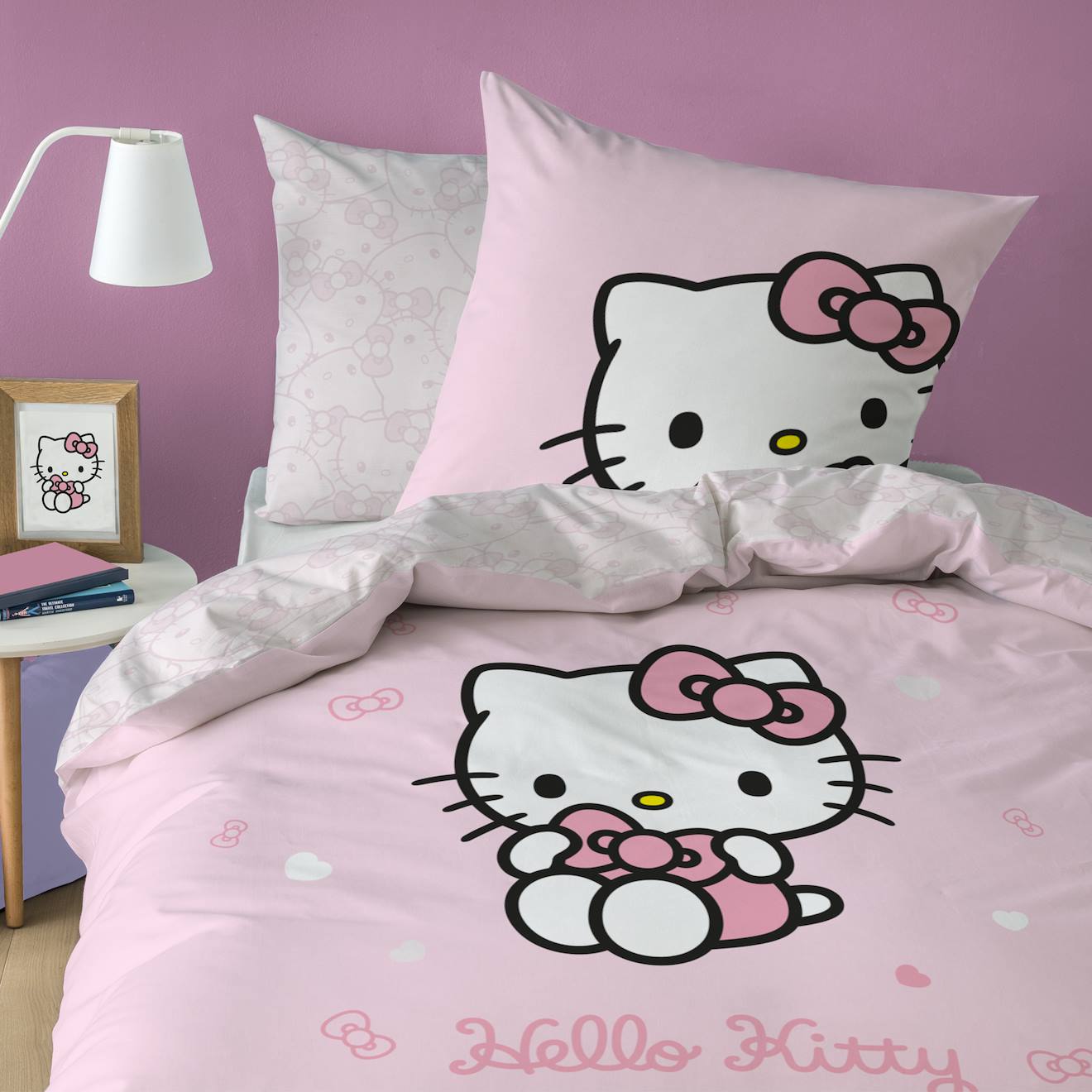 Parure De Lit Imprimée 100% Coton, Hello Kitty Cute Rose