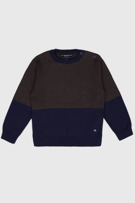 Fille-Pull marin bicolore en coton et laine enfant