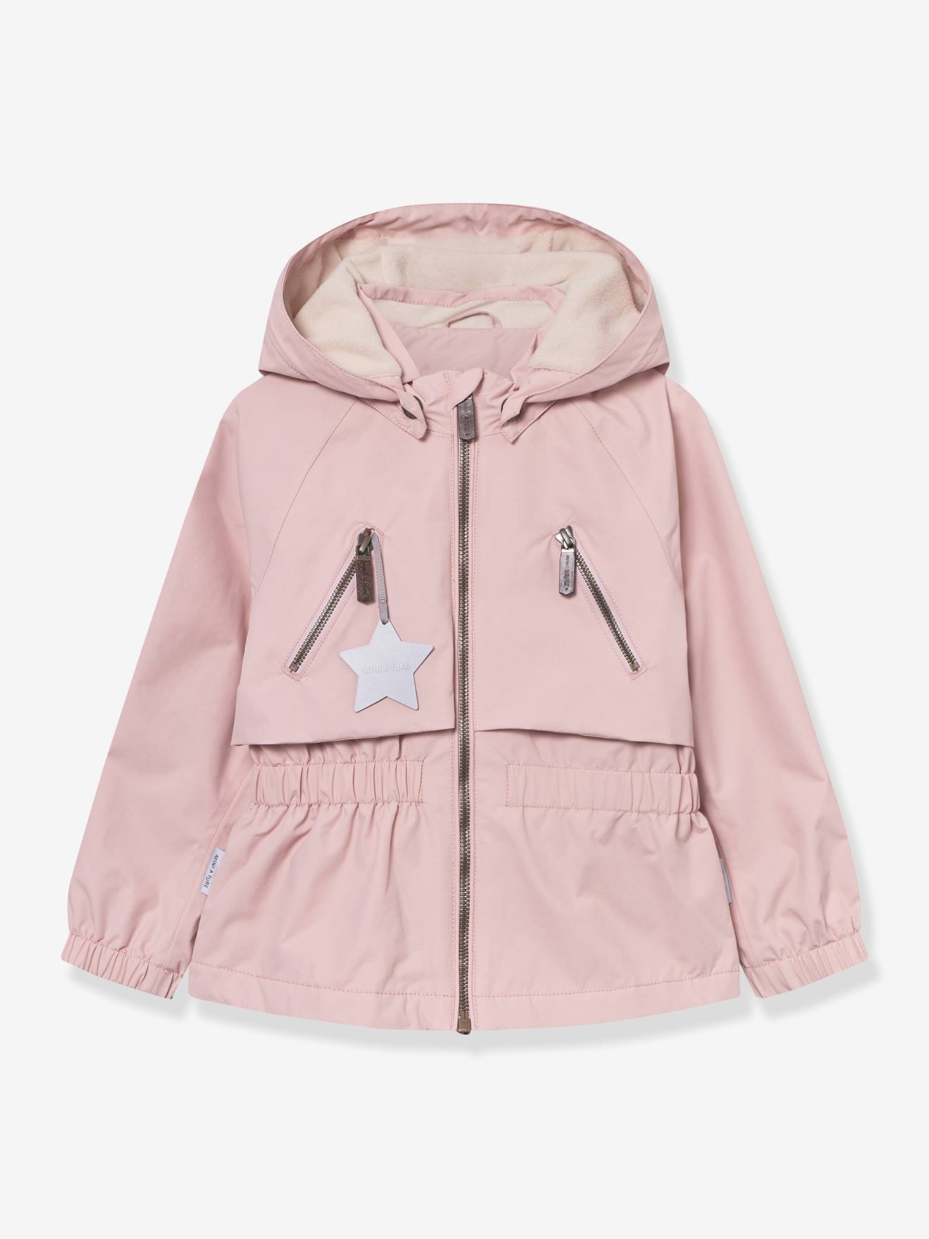 Veste mi-saison imperméable fille avec doublure polaire MATALGEA rose poudré