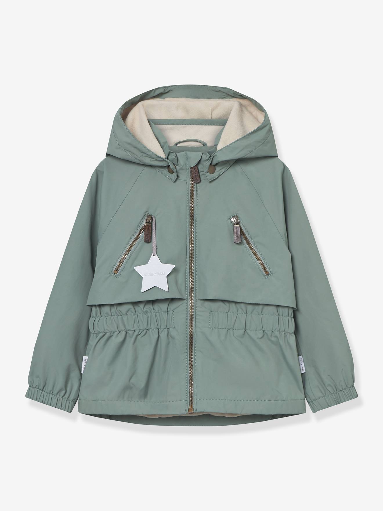 Veste mi-saison imperméable fille avec doublure polaire MATALGEA vert sauge
