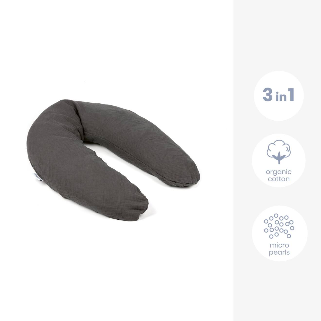 Coussin De Grossesse Et Allaitement Comfy Big Gris Foncé (Doomoo) - Image 1