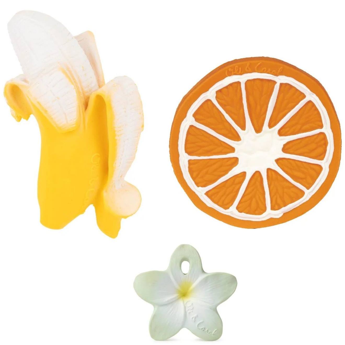 Coffret anneaux de dentition bébé Cadeau naissance jaune, orange, blanc