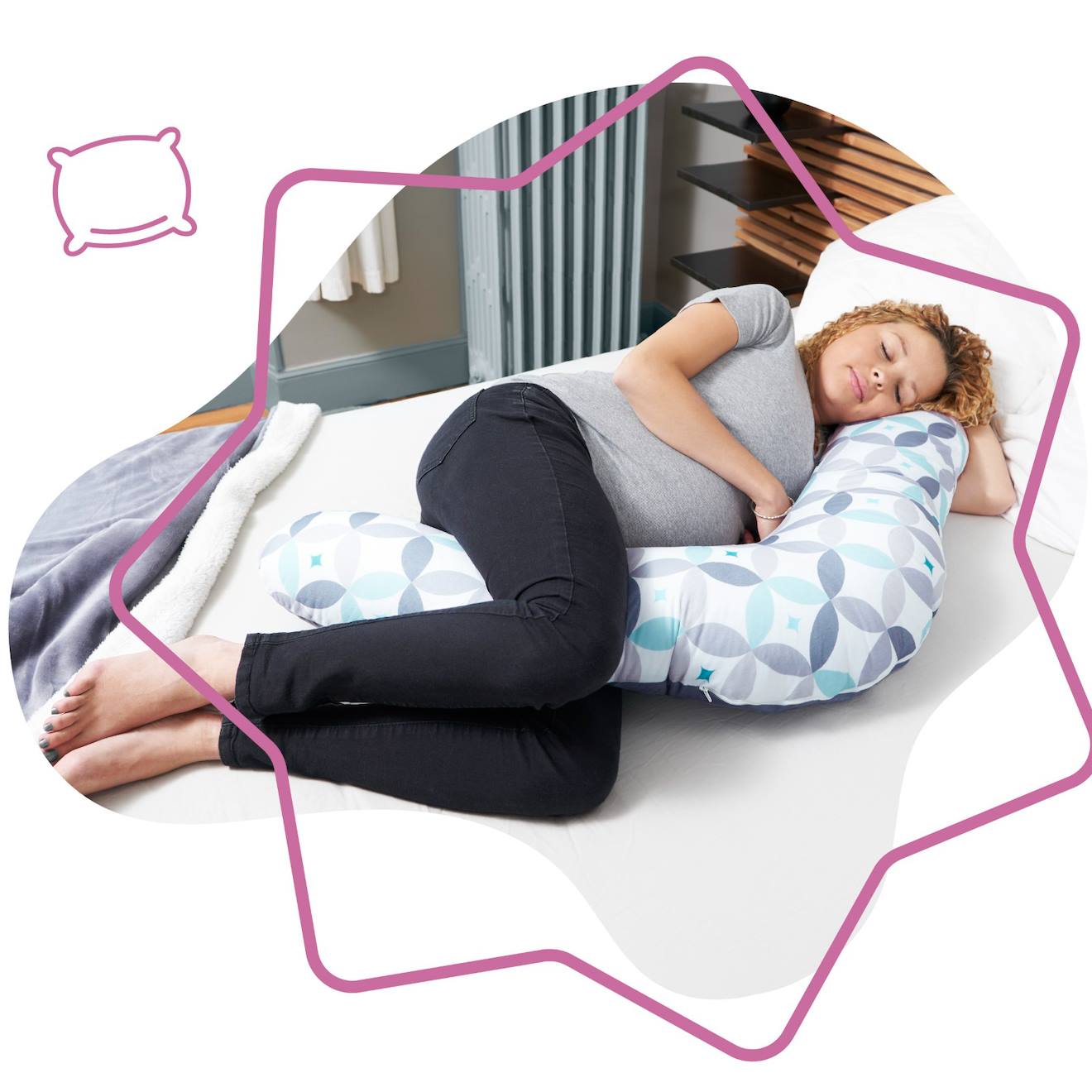 Coussin De Grossesse Et Allaitement Graphique (Badabulle) - Image 1