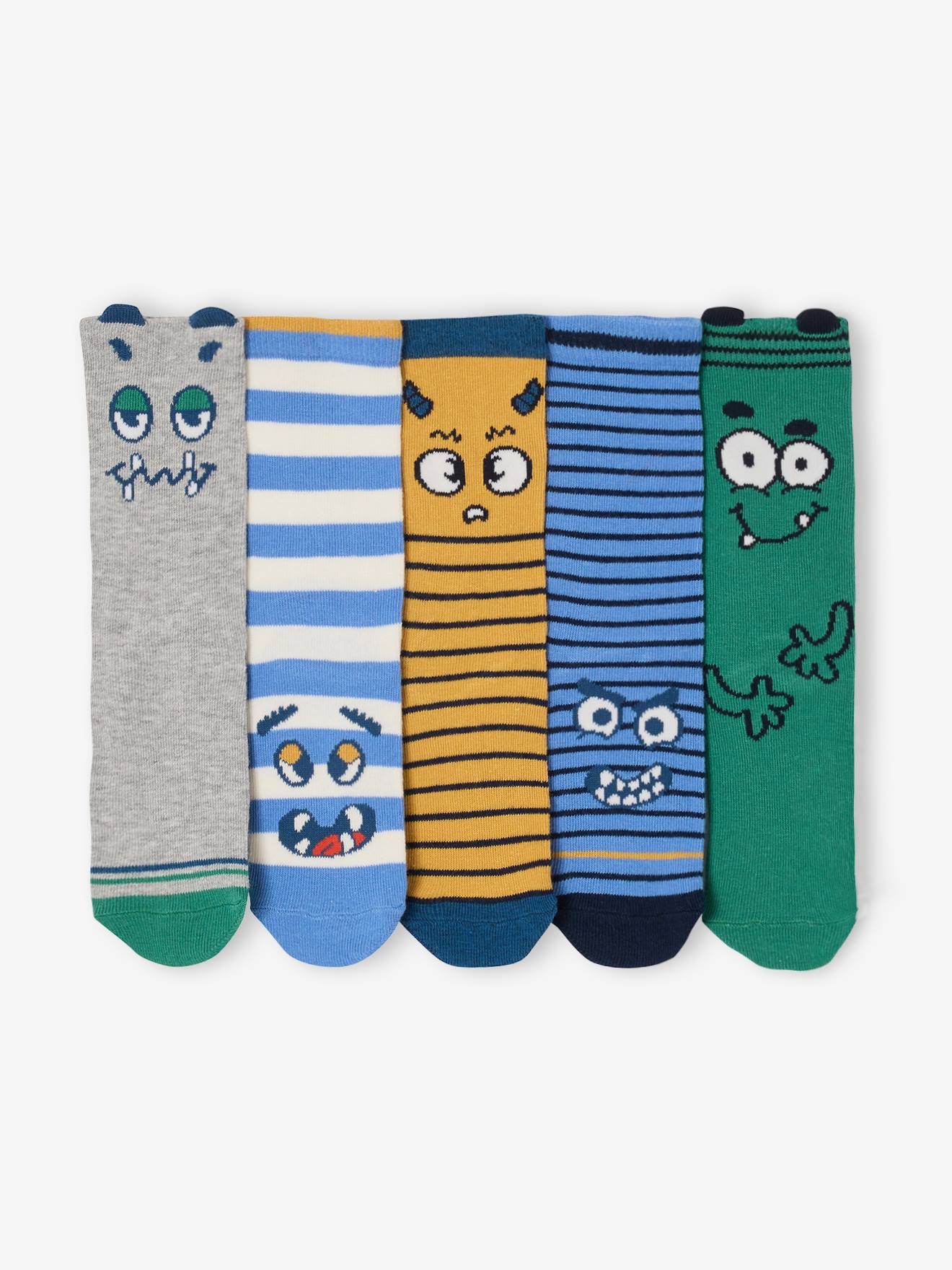 Lot de 5 paires chaussettes garçon bleu