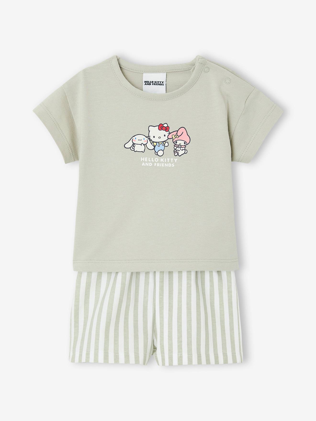 Ensemble Hello Kitty T-shirt et short rayé vert