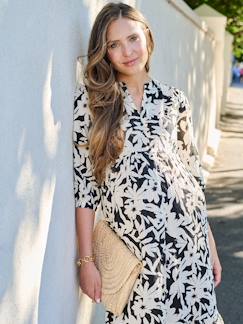 Vêtements de grossesse-Allaitement-Robe longue grossesse esprit bohème boutonnée