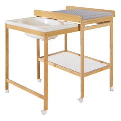 Puériculture-Tables à langer-Table à langer avec baignoire coulissante + matelas à langer déperlant roba style