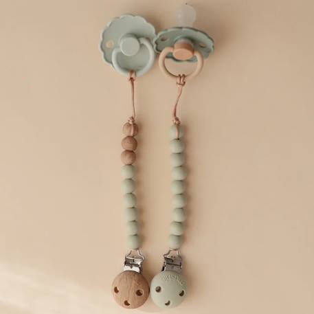 Attache sucette en silicone Beige foncé+Beige, écru+Bleu+Bois+Ecru+Jaune+Rose+Vert d'eau 28 - vertbaudet enfant 