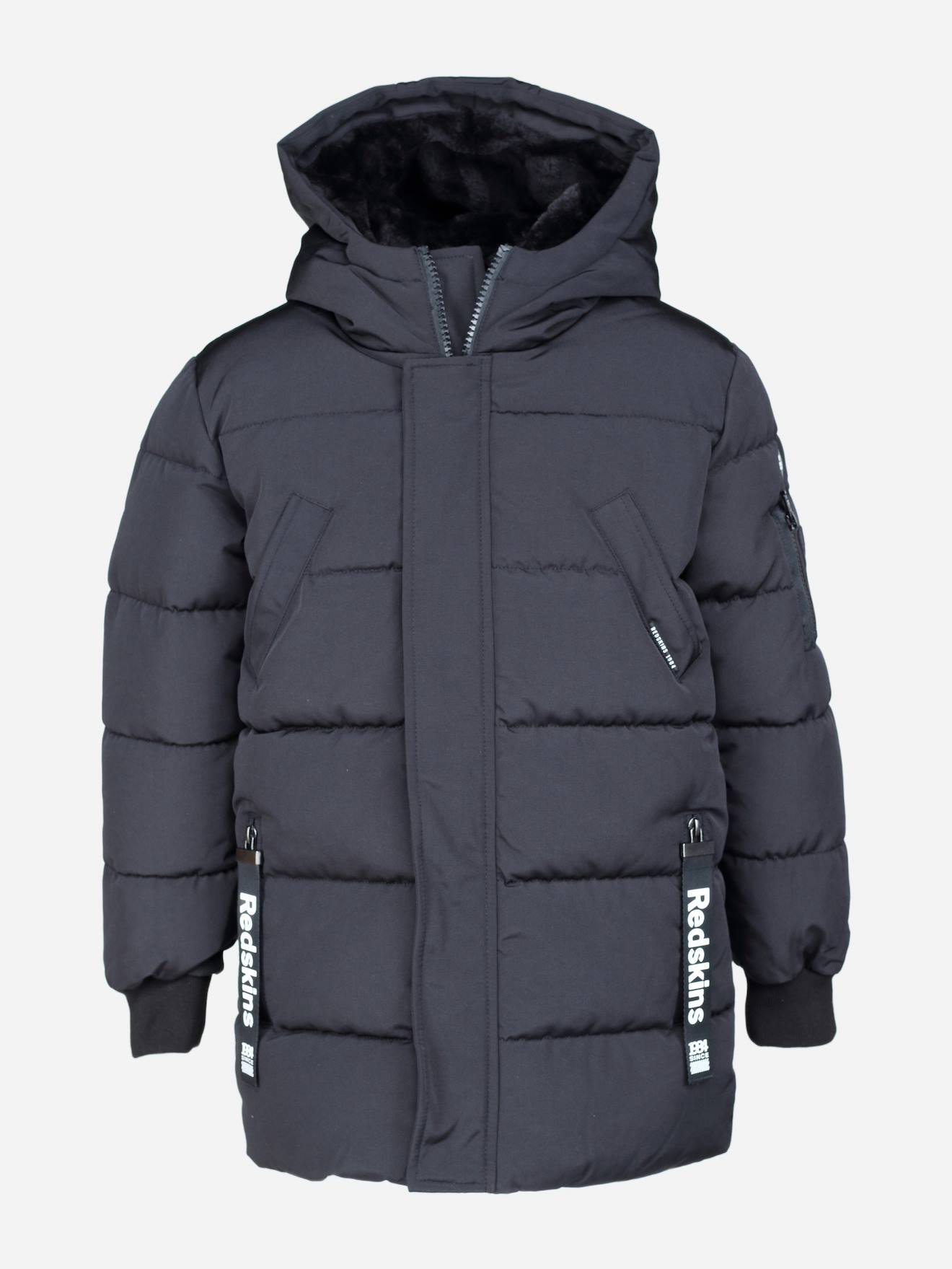 Doudoune Longue À Capuche Noir