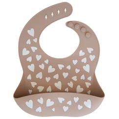 Puériculture-Repas-Bavoir en silicone fall in love taupe rose