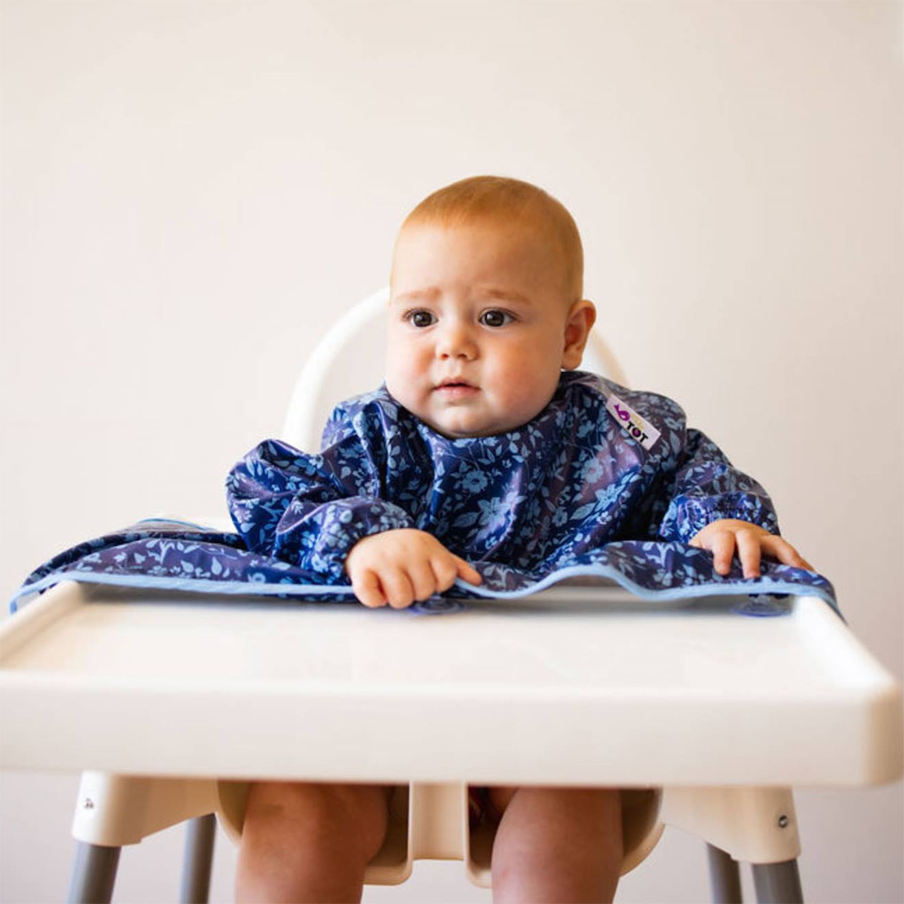 Bavoir manches longues nomade taille unique fleur de jardin bleu