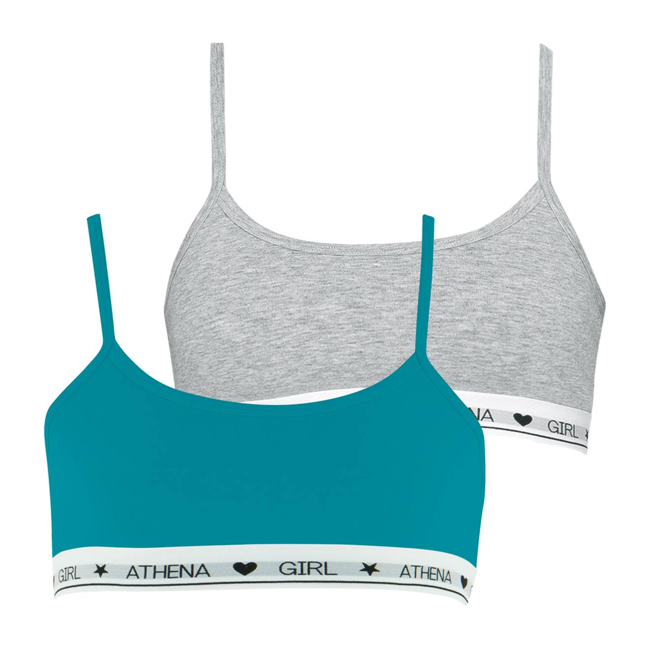 Lot De 2 Brassires Coton Ultra Doux By Fille Bleu Lagon-gris Chin 9$