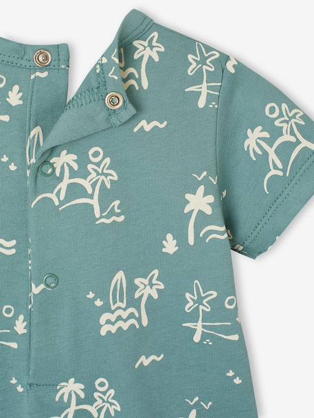 Combinaison courte bébé jersey bleu canard+écru 4 - vertbaudet enfant 