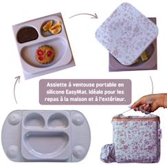 Assiette easymat + sac isotherme fleur de jardin rose  - vertbaudet enfant
