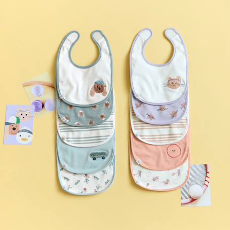Lot de 5 bavoirs en éponge imperméable 3-18 mois tiny team cat Multi-coloured 4 - vertbaudet enfant 