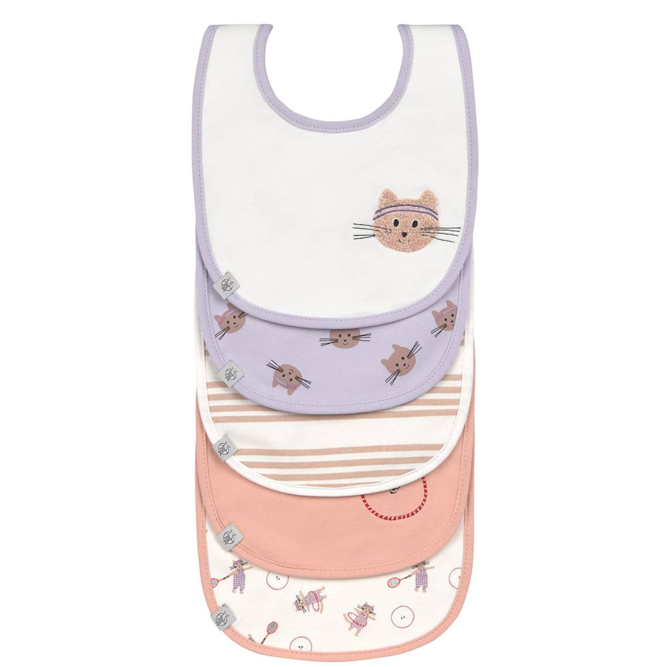 Lot De 5 Bavoirs En Éponge Imperméable 3-18 Mois Tiny Team Cat Multi-coloured