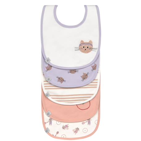 Lot de 5 bavoirs en éponge imperméable 3-18 mois tiny team cat Multi-coloured 1 - vertbaudet enfant 