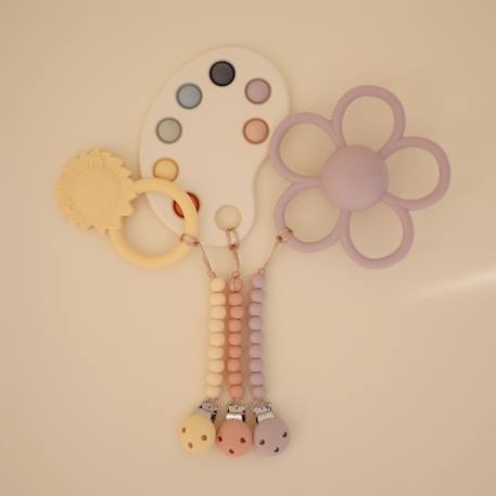 Attache sucette en silicone Beige foncé+Beige, écru+Bleu+Bois+Ecru+Jaune+Rose+Vert d'eau 19 - vertbaudet enfant 