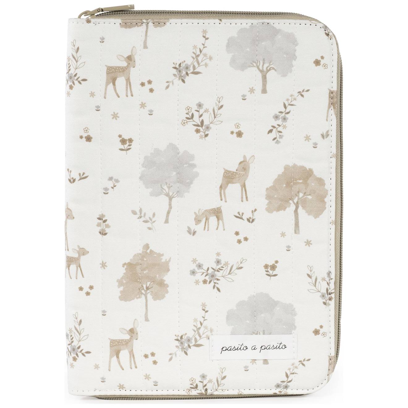 Protège carnet de santé bébé zippé rangement pratique et lavable en machine beige