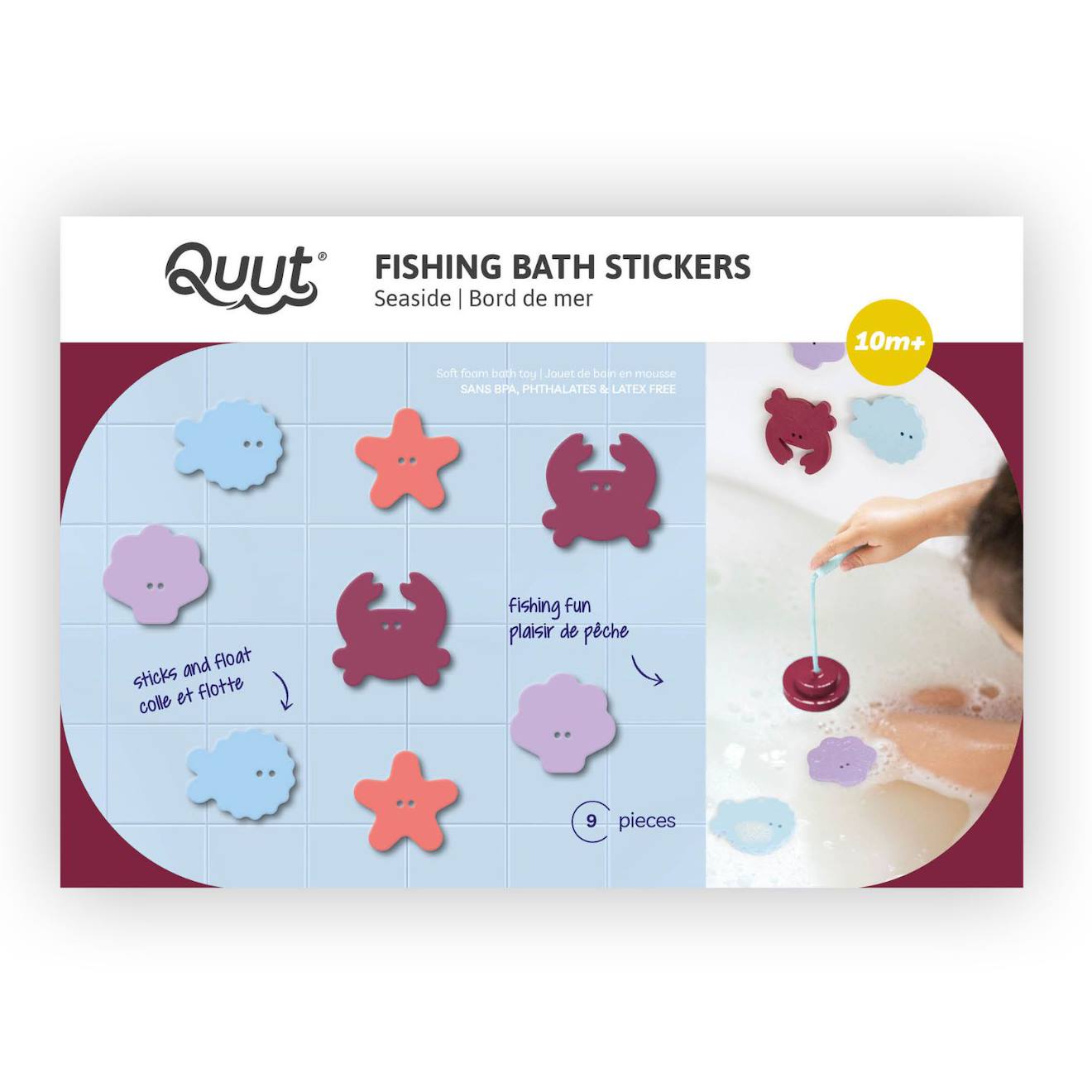 Jeu De Pêche Pour Le Bain Bébé – Jouet D’éveil Évolutif Et Motricité Dès 10 Mois Rose, Bordeaux, Bleu (Quut) - Couverture