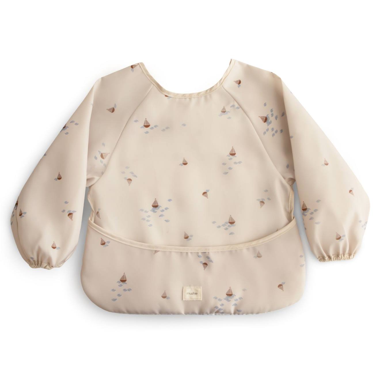 Bavoir Bébé À Manches Longues Imperméable Protection Repas Et Activités Sans Taches Ecru, Marron, Bleu