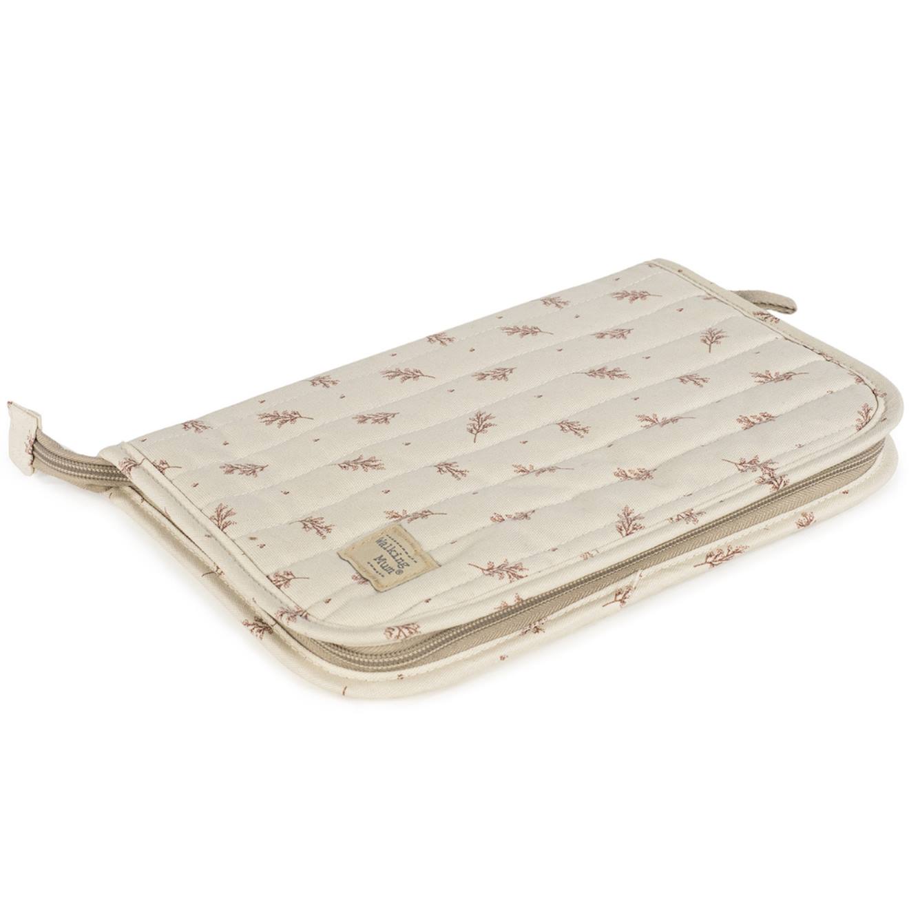 Protège Carnet De Santé Bébé Zippé En Coton – Rangement Organisé Ecru, Rose (Walking Mum) - Image 1