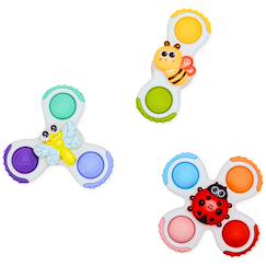 Jouet-Jeux de plein air-Jeux de plage-Tentes anti UV-Lot de toupies à ventouse pour bébé – jouet d’éveil sensoriel et motricité dès 6 mois