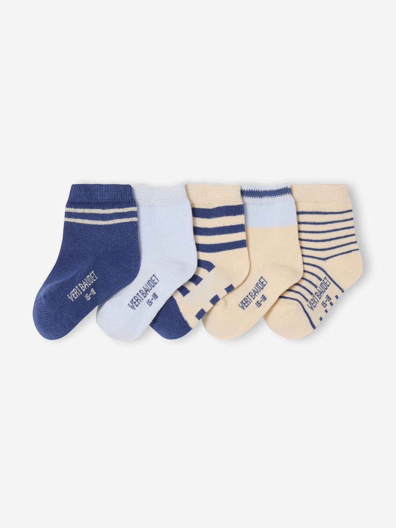 Lot de 5 paires de chaussettes bébé garçon bleu