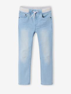 Jean garçon droit facile à enfiler denim effet molleton   - vertbaudet enfant