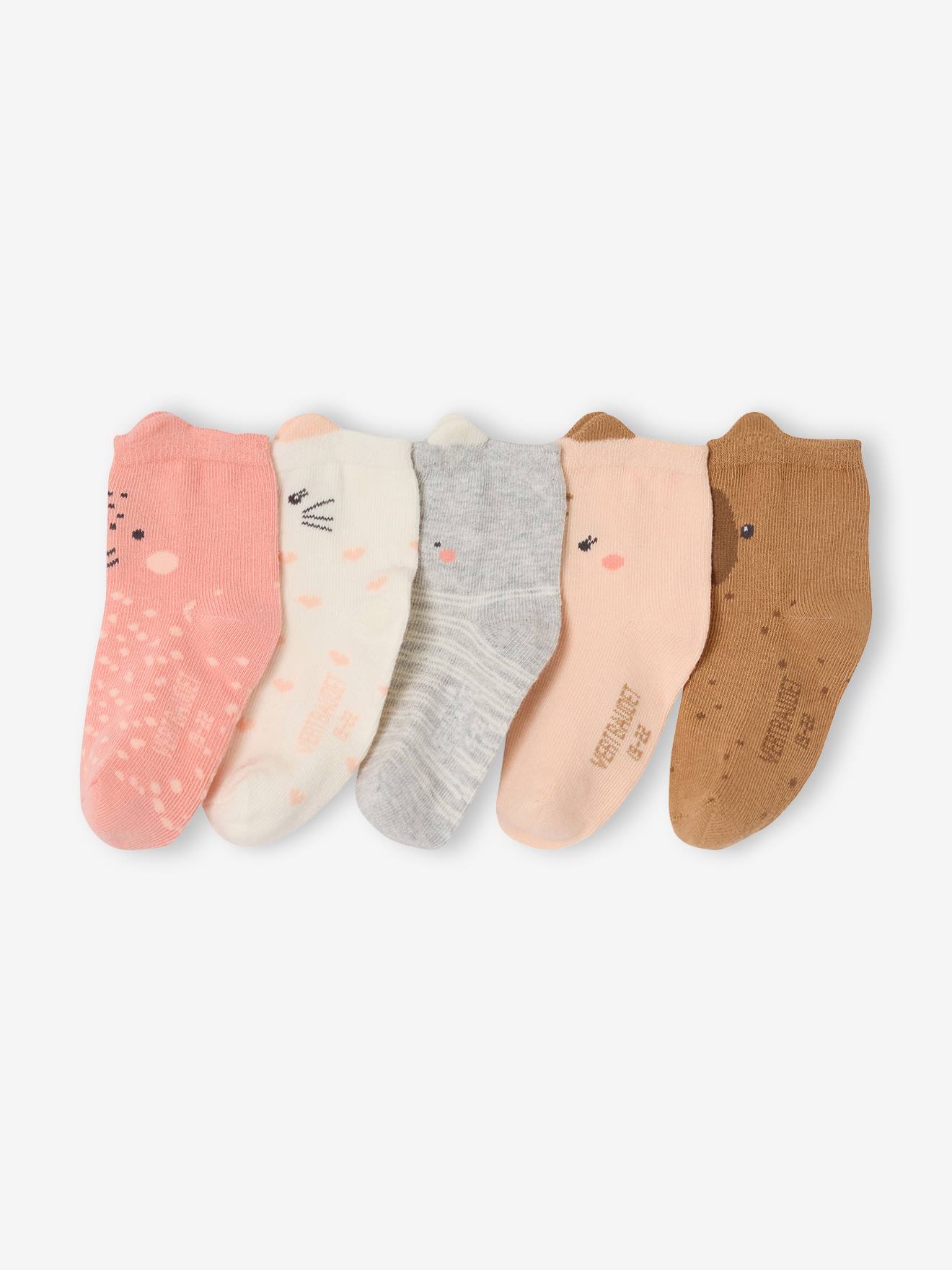 Lot 5 chaussettes bébé fille rose