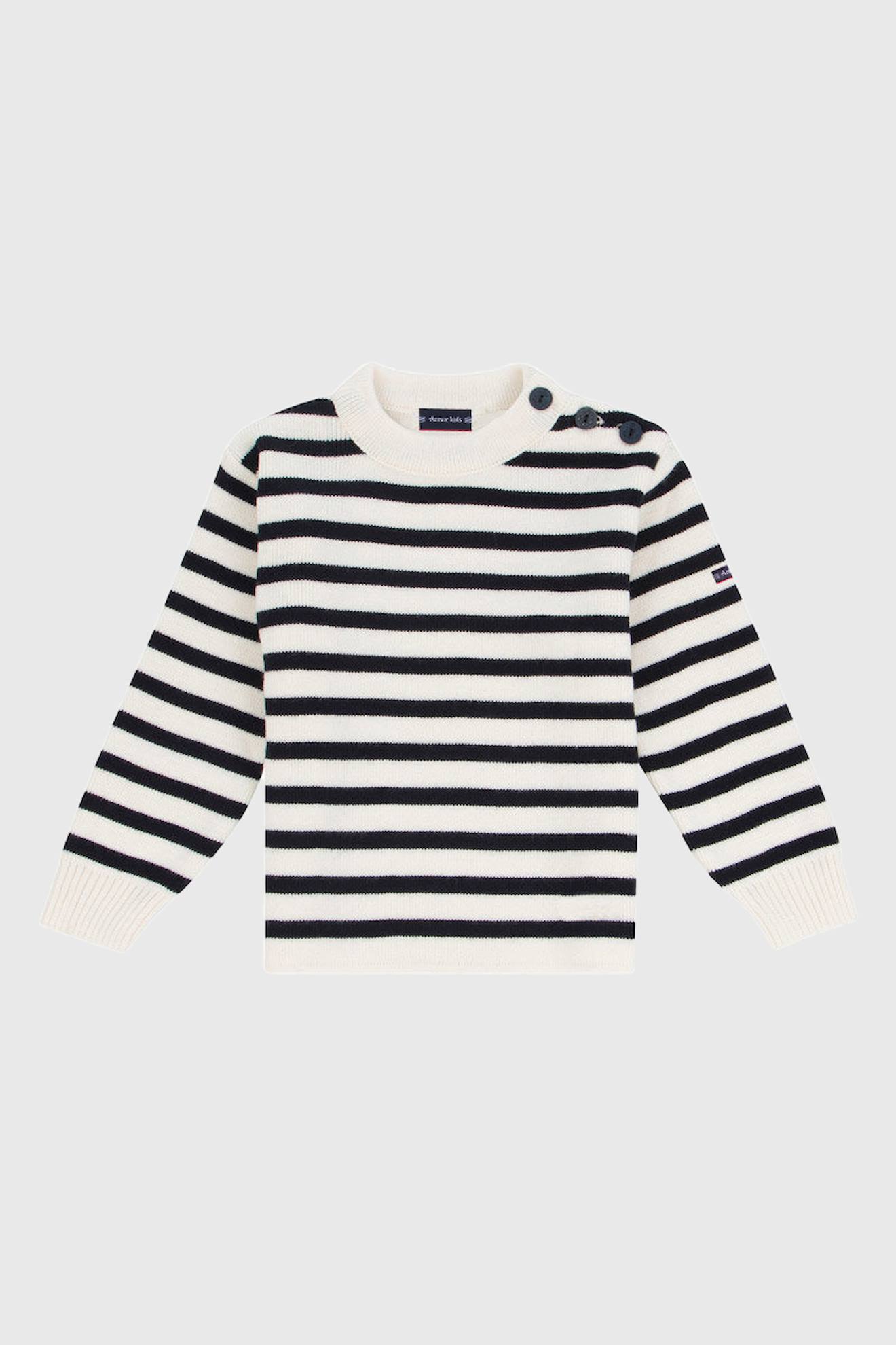 Pull marin col rond à boutons fouesnant enfant nature/navire