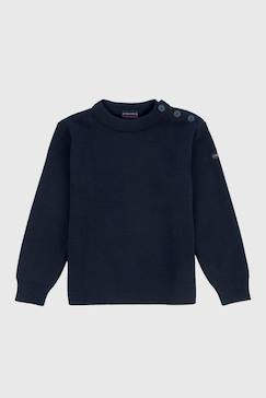 Pull marin uni en laine fouesnant enfant  - vertbaudet enfant