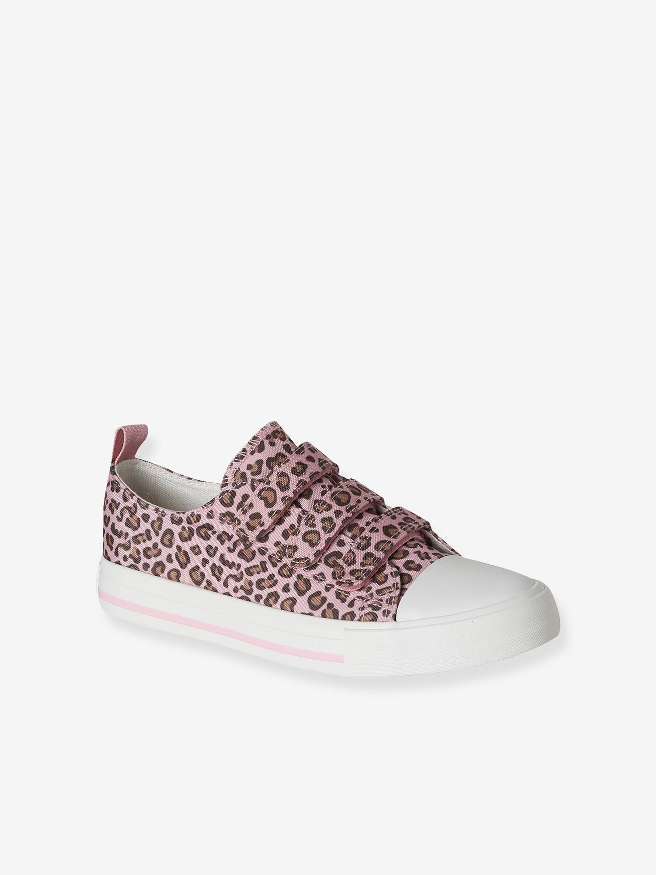 Baskets scratchées toile imprimée enfant rose imprimé