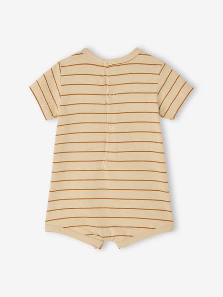 Combinaison courte bébé jersey bleu canard+écru 6 - vertbaudet enfant 