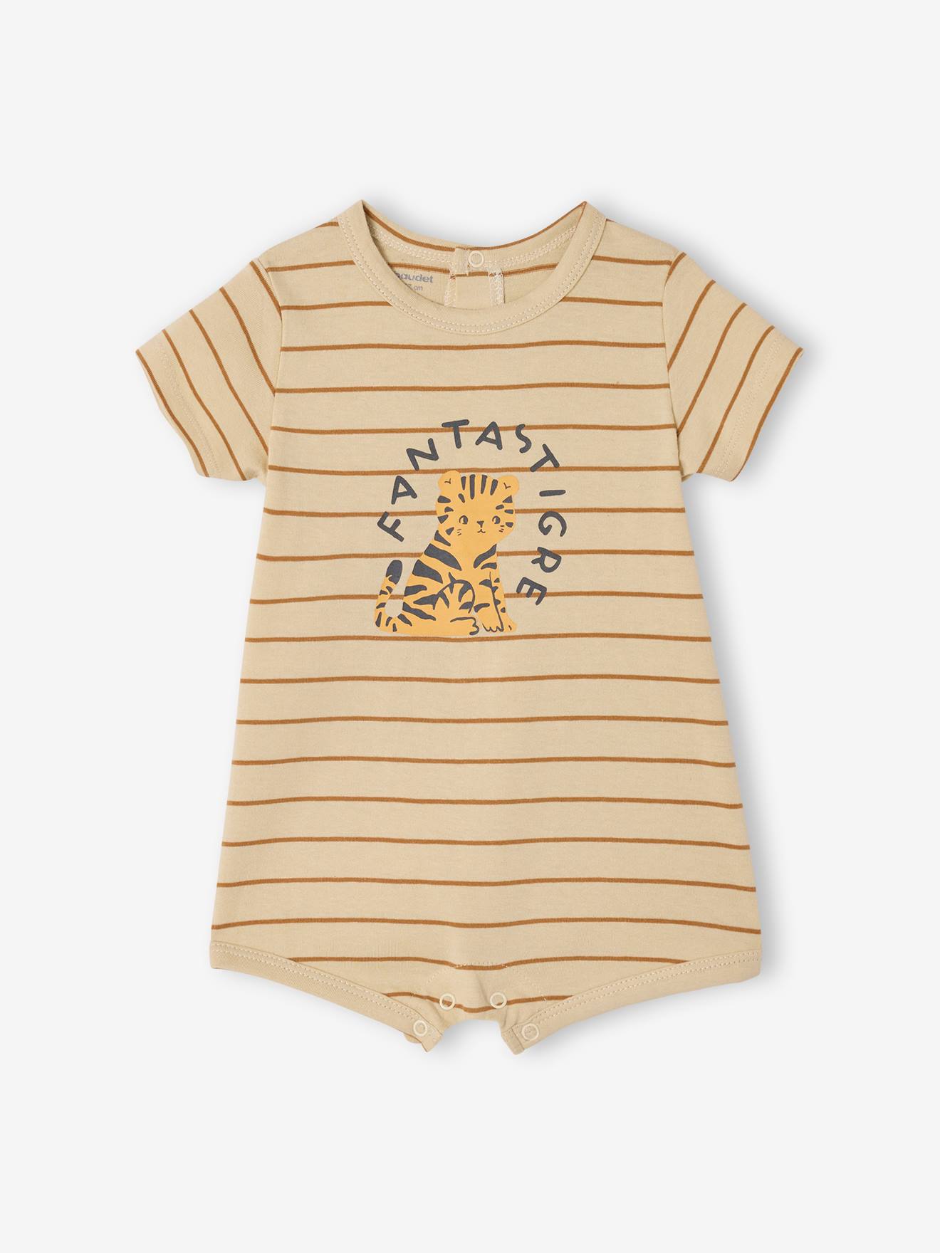 Combinaison courte bébé jersey écru