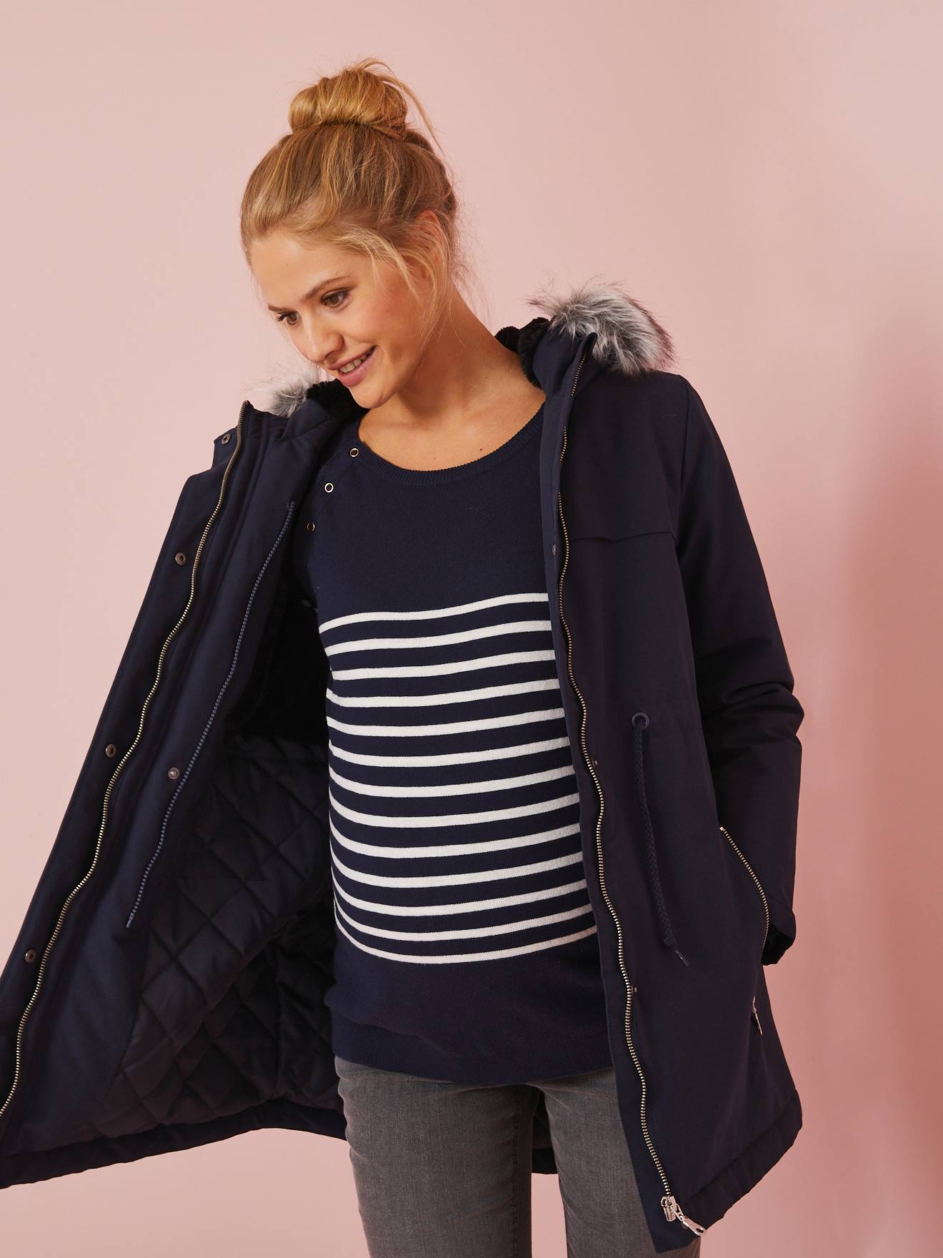 Parka évolutive grossesse et post-grossesse bleu encre (Vertbaudet) - Image 1